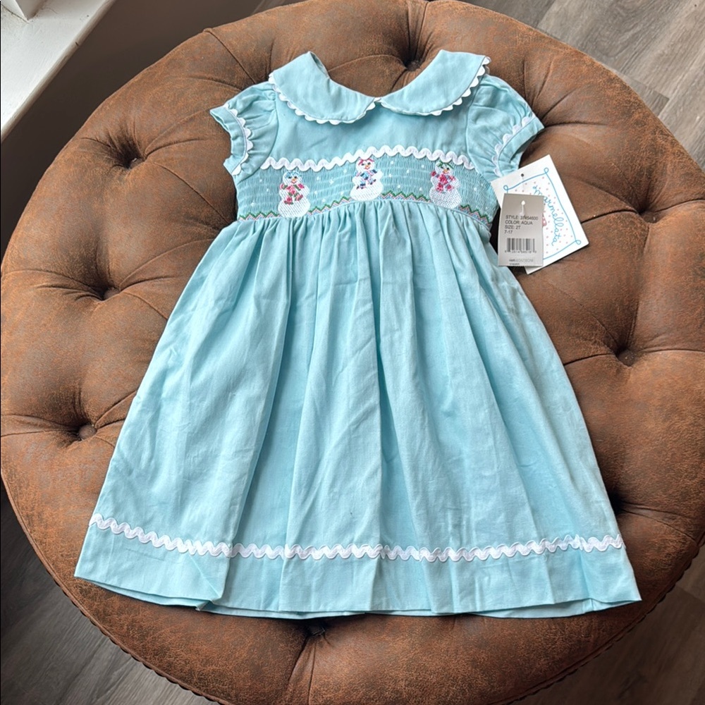 Blue Kids Dress with Embroidered Details